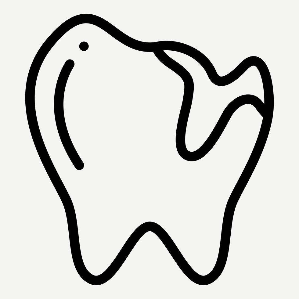 Tooth cavity icon in line style is suitable for infographics about cavities in teeth, Dental caries, Tooth decay, and dental health. vector