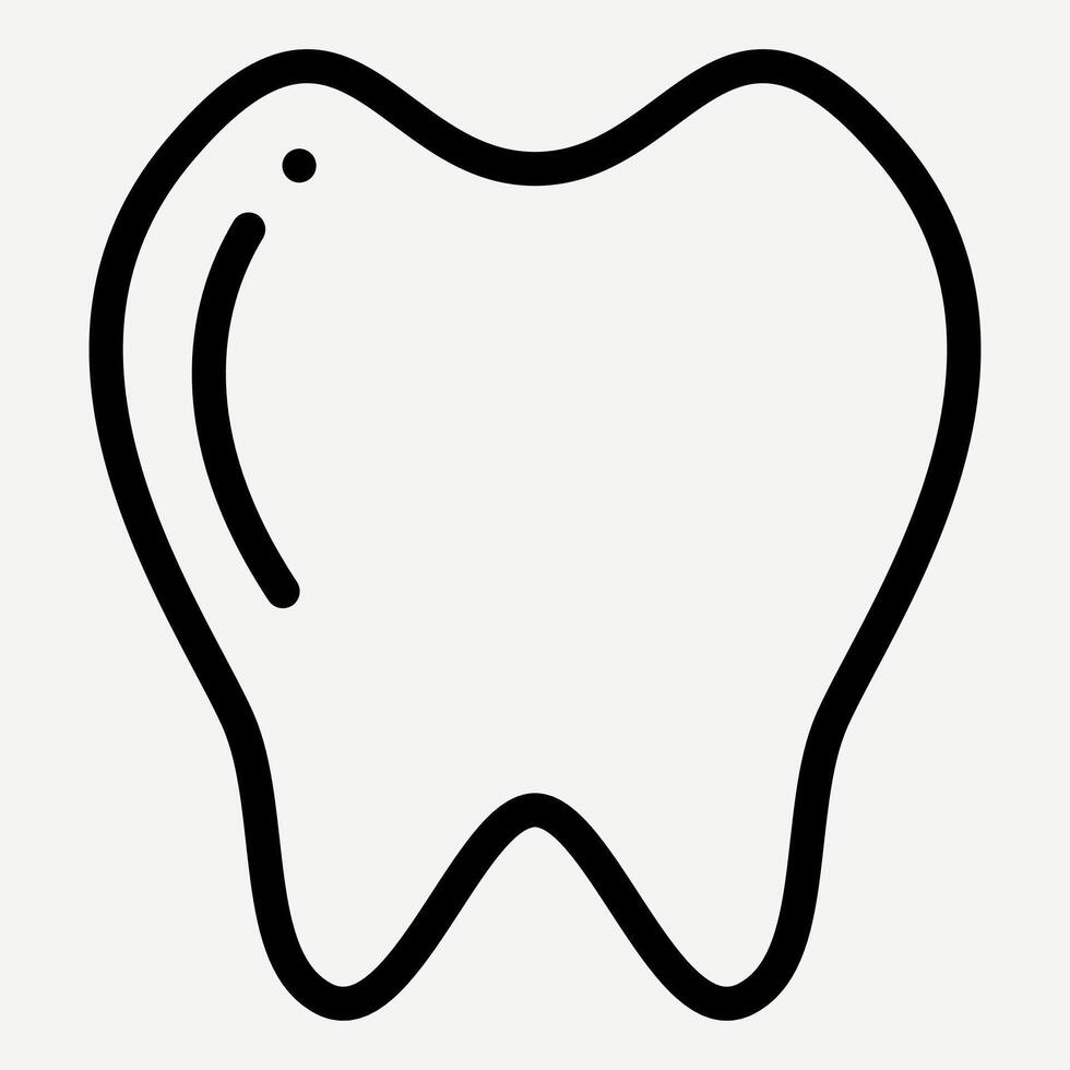 Tooth icon in line style is suitable for infographics about dentists, dentists, caring for teeth, toothpaste, toothbrush, and plaque. vector