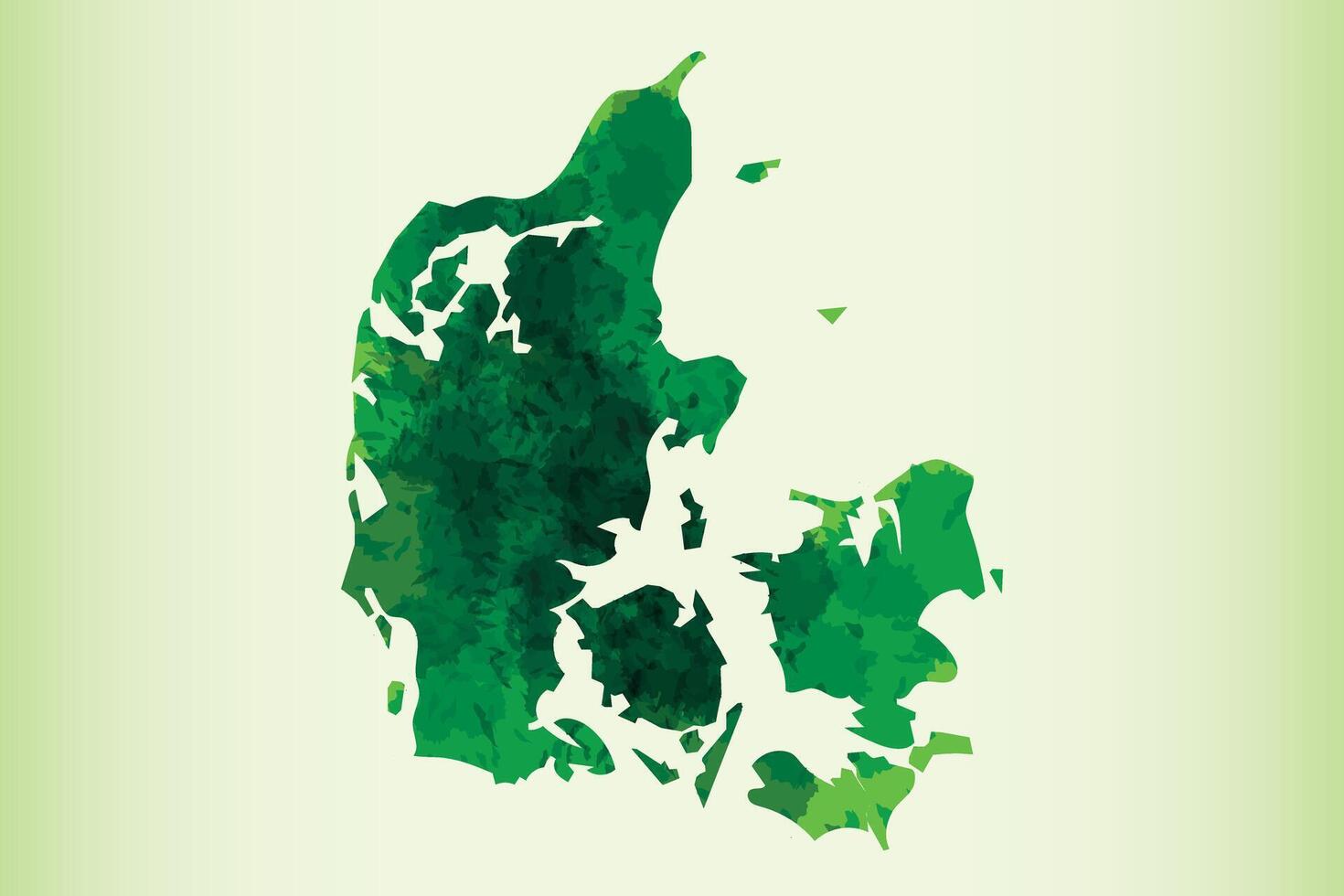 Denmark watercolor map of green color on light background using paint brush vector