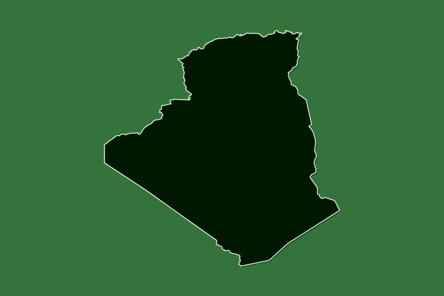 Algeria map with single border using dark green color on light background vector