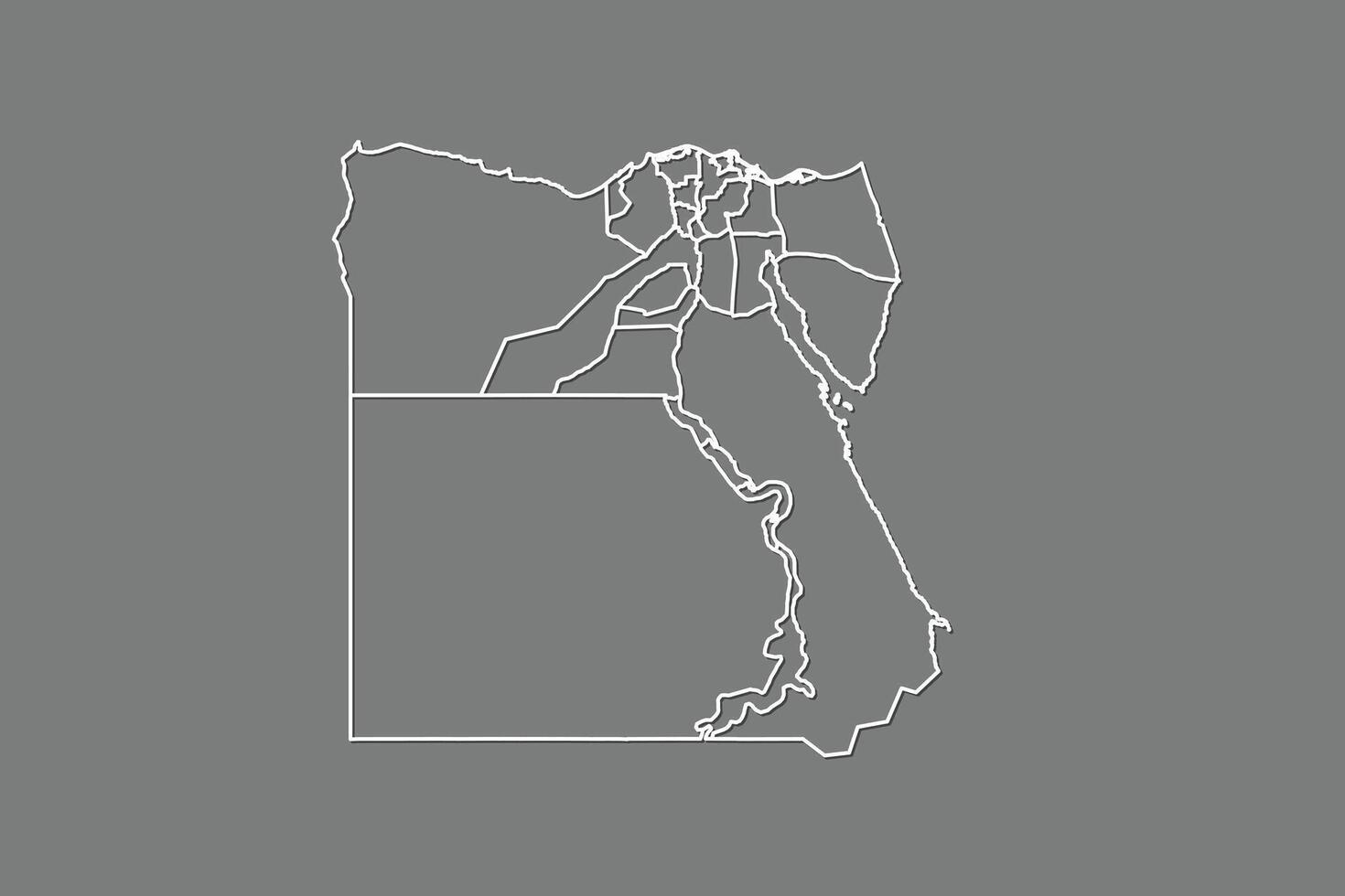 Egypt map with border lines of divisions using gray color on dark background vector
