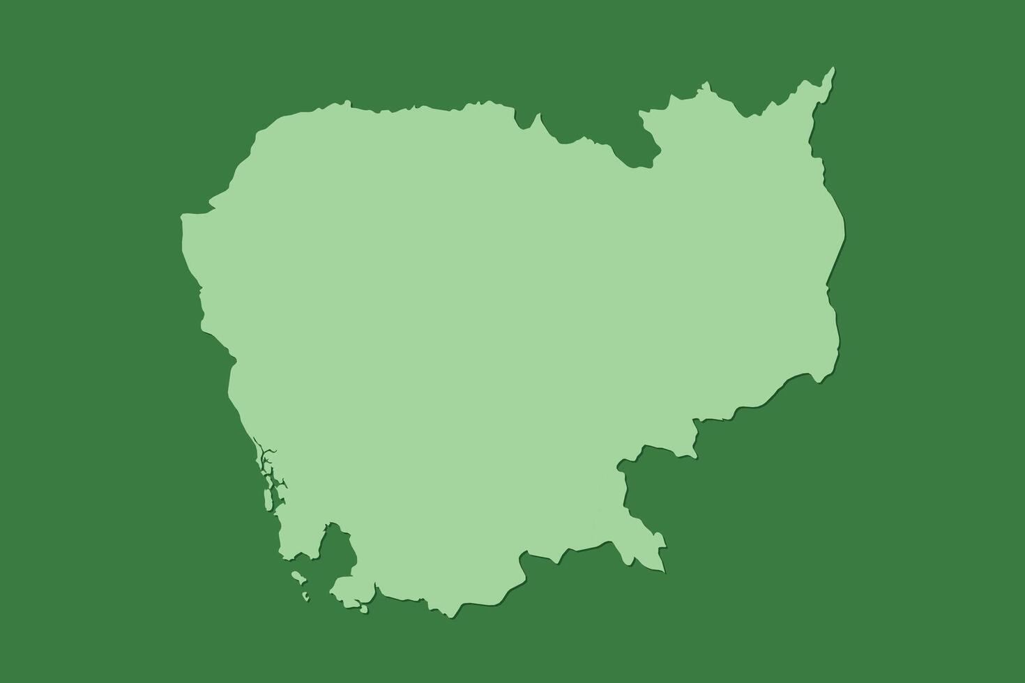Cambodia map with single land area using green color on dark background vector