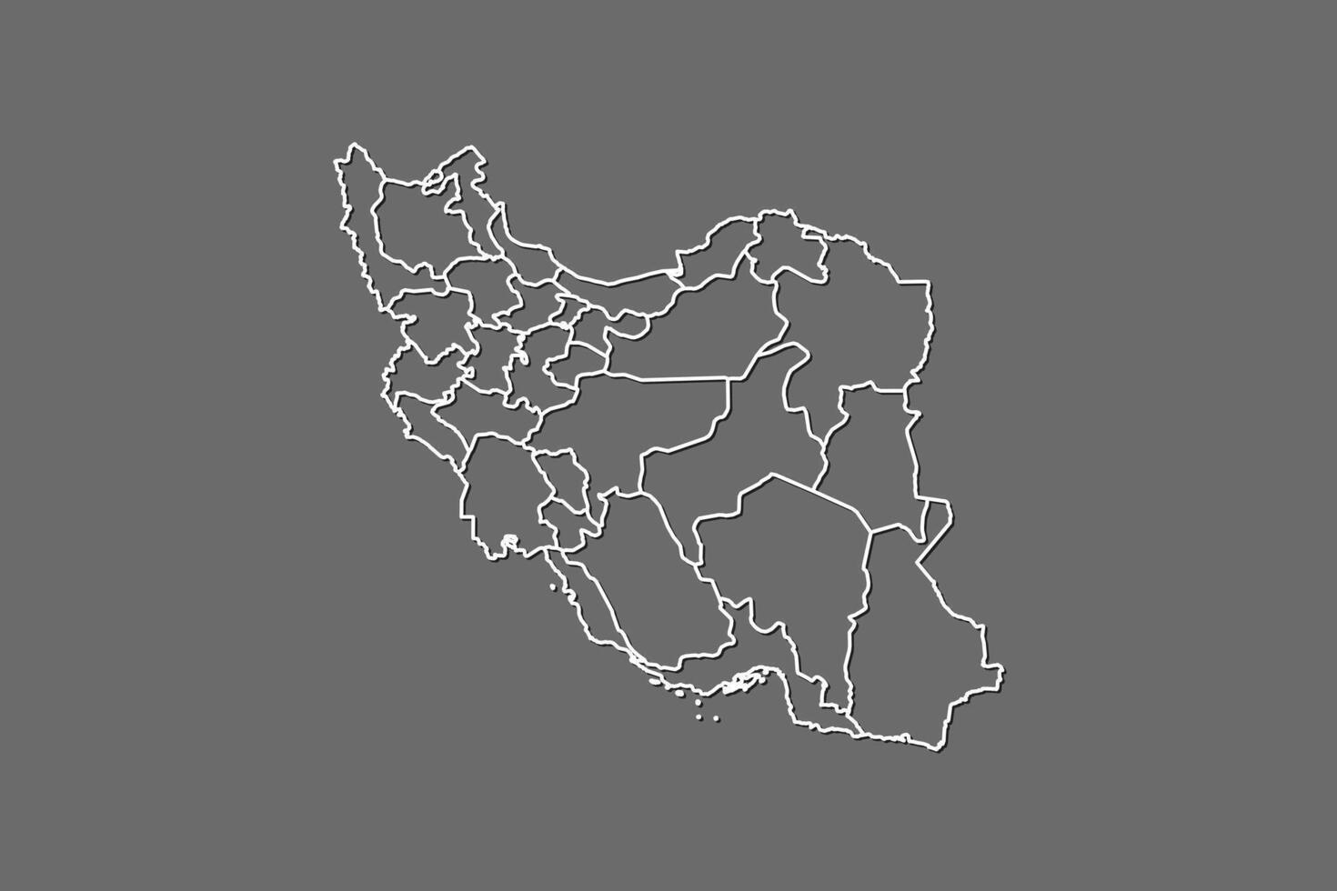 Iran map with border lines of provinces using gray color on dark background vector