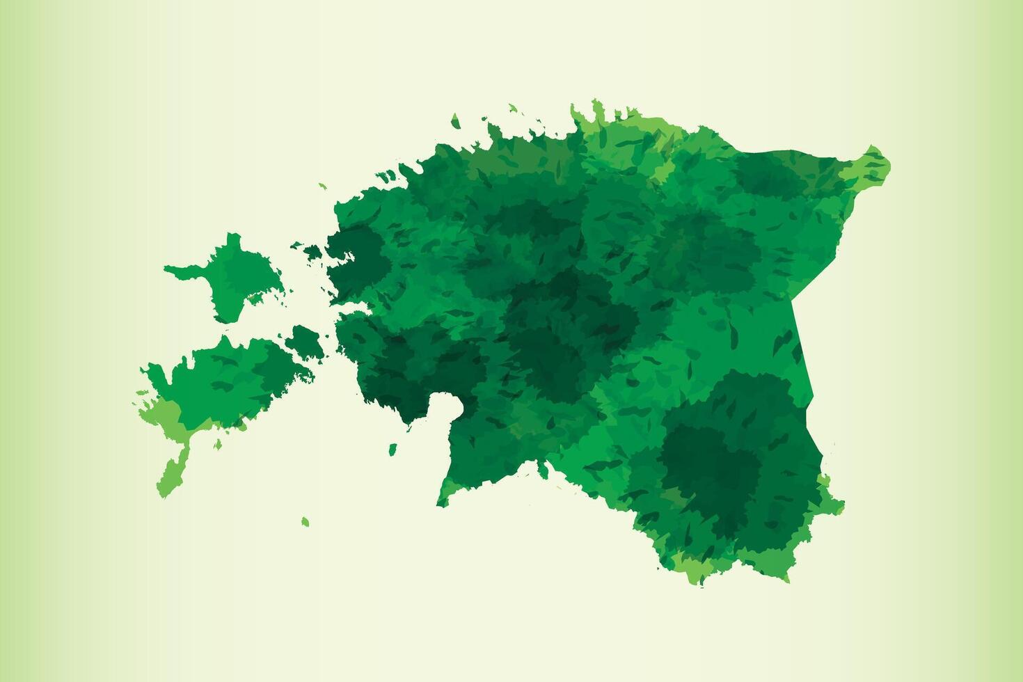 Estonia watercolor map illustration of green color on light background using paint brush vector