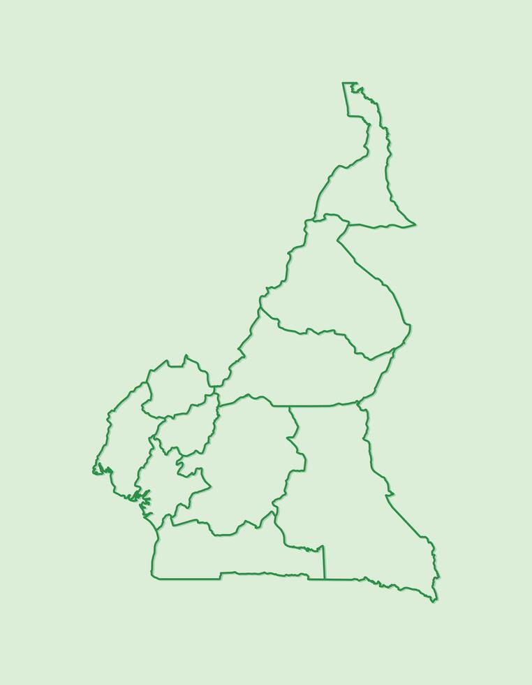 Cameroon map with border lines of regions using dark green color on light background vector
