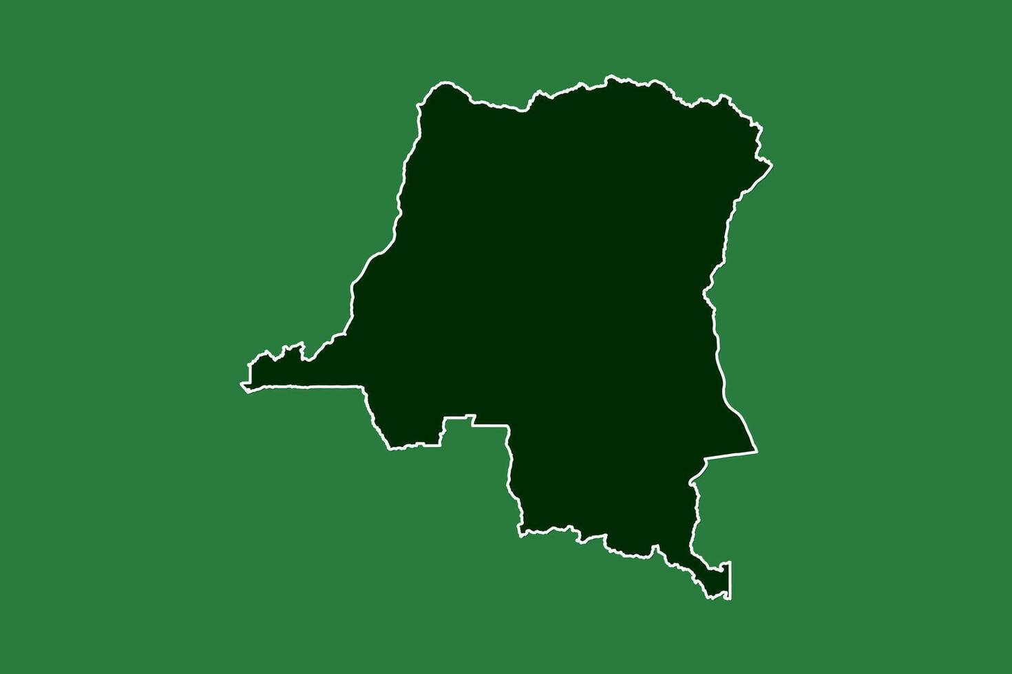 Democratic Republic of the Congo map with single border line boundary using green color area on dark background vector