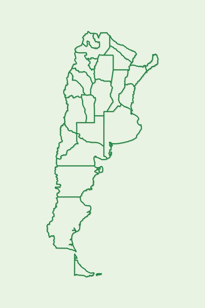 Argentina map with border lines of provinces using dark green color on light background vector