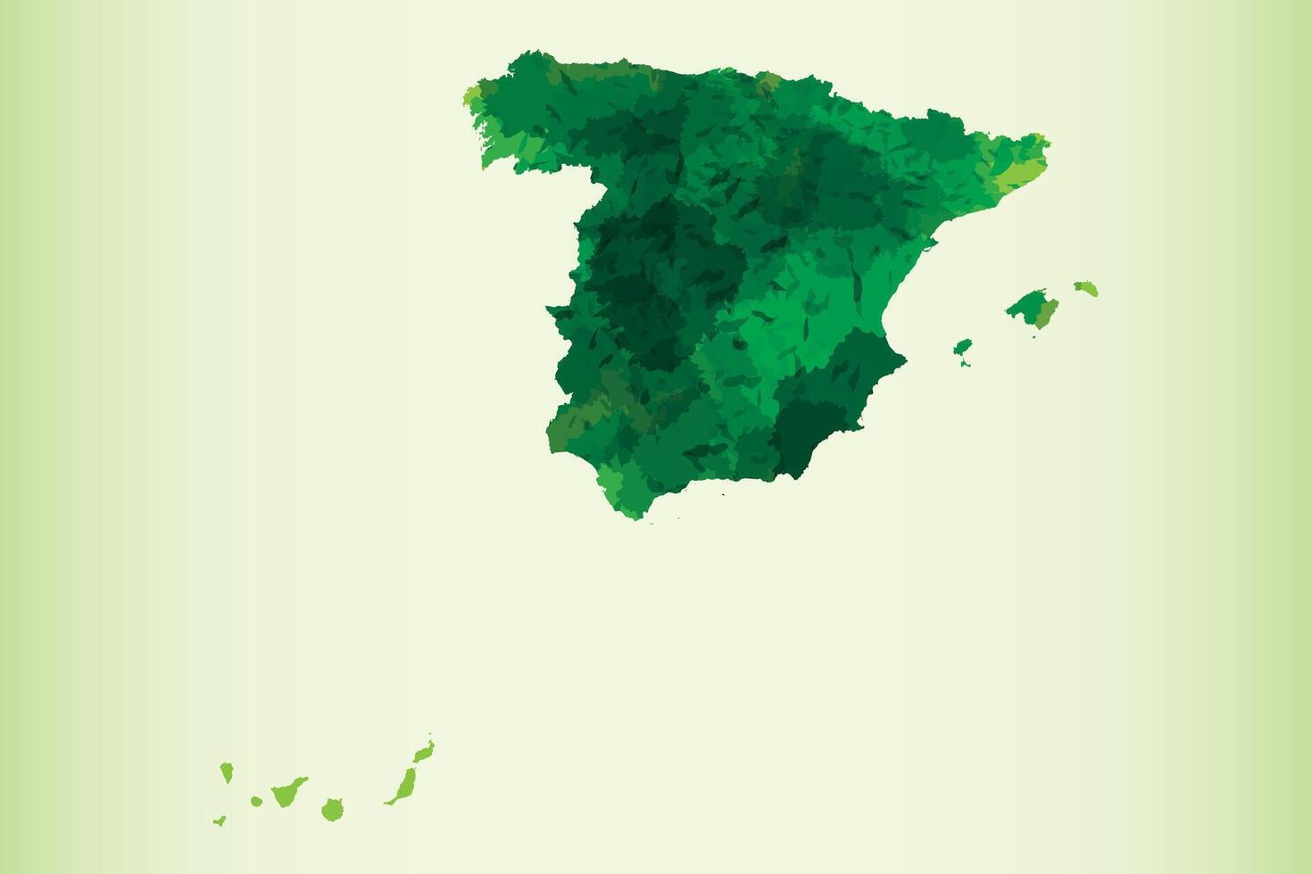 Spain watercolor map of green color on light background using paint brush vector