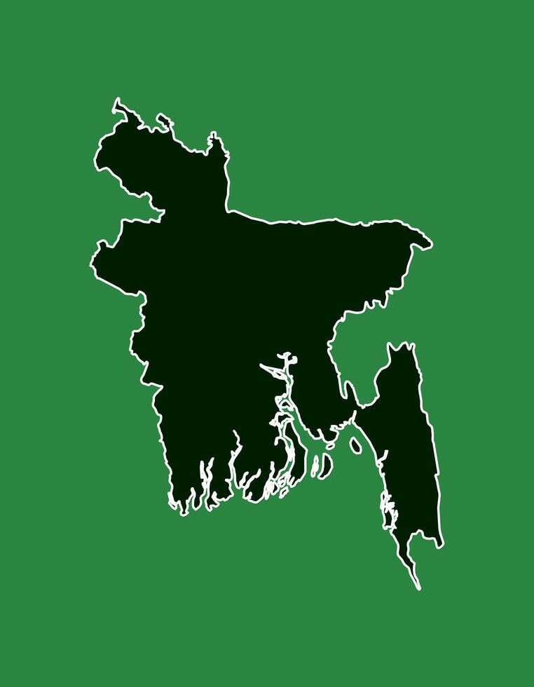 Bangladesh map with single border using dark green color on light background vector