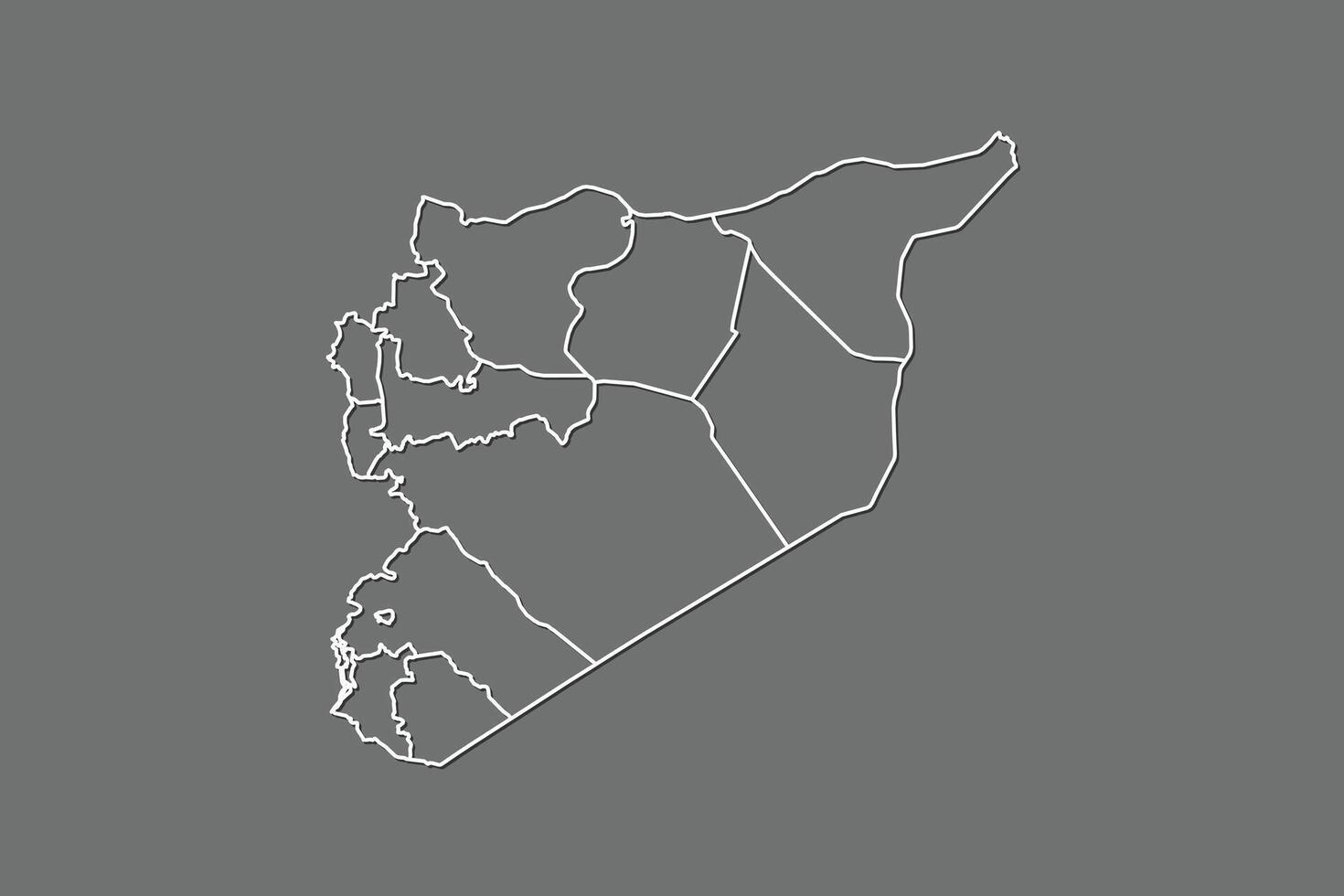 Syria map with border lines of provinces using gray color on dark background vector