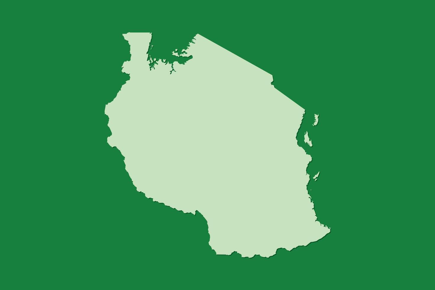Tanzania map with single land area using green color on dark background vector