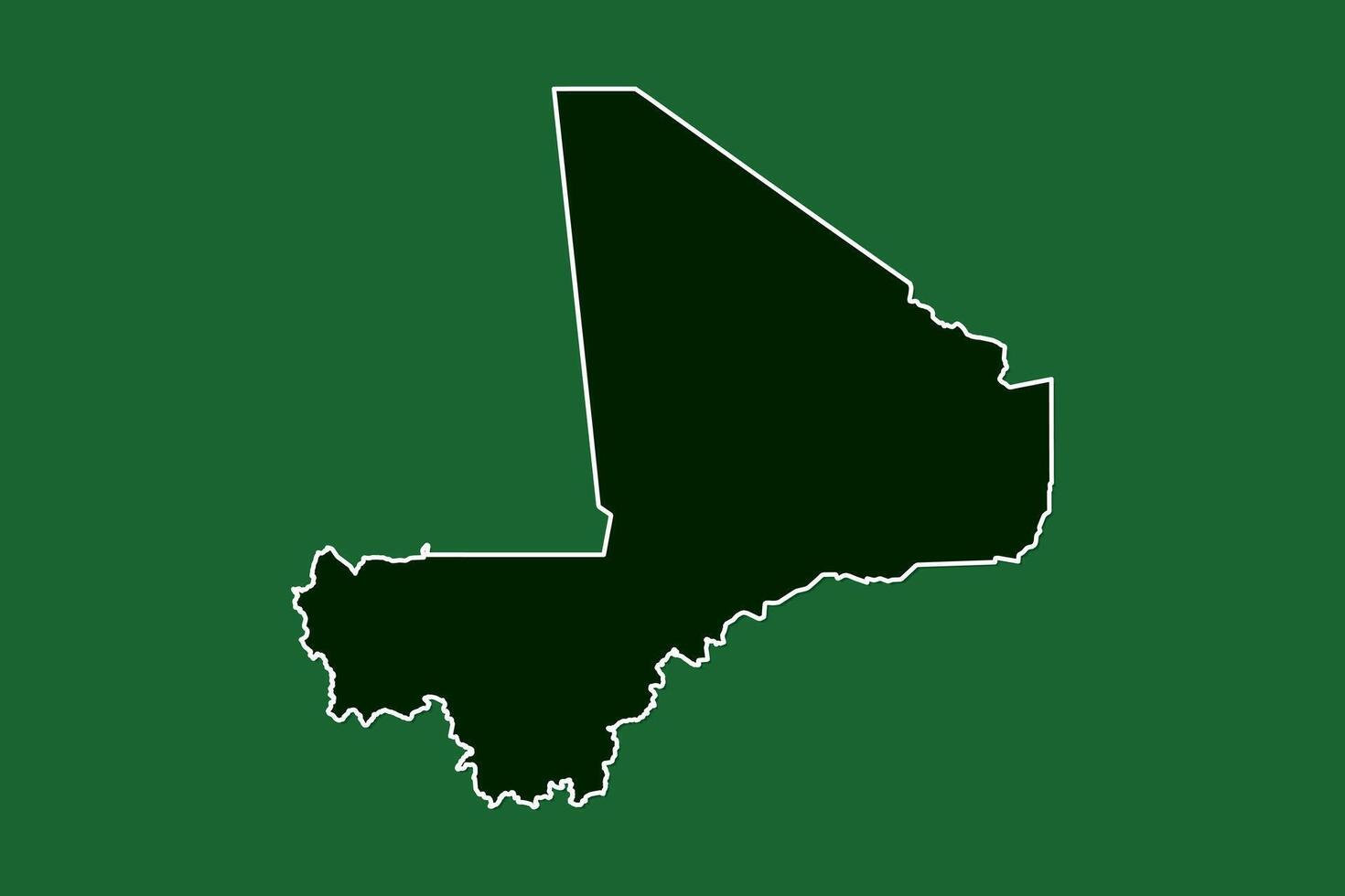 Mali map with single border line boundary using green color area on dark background vector