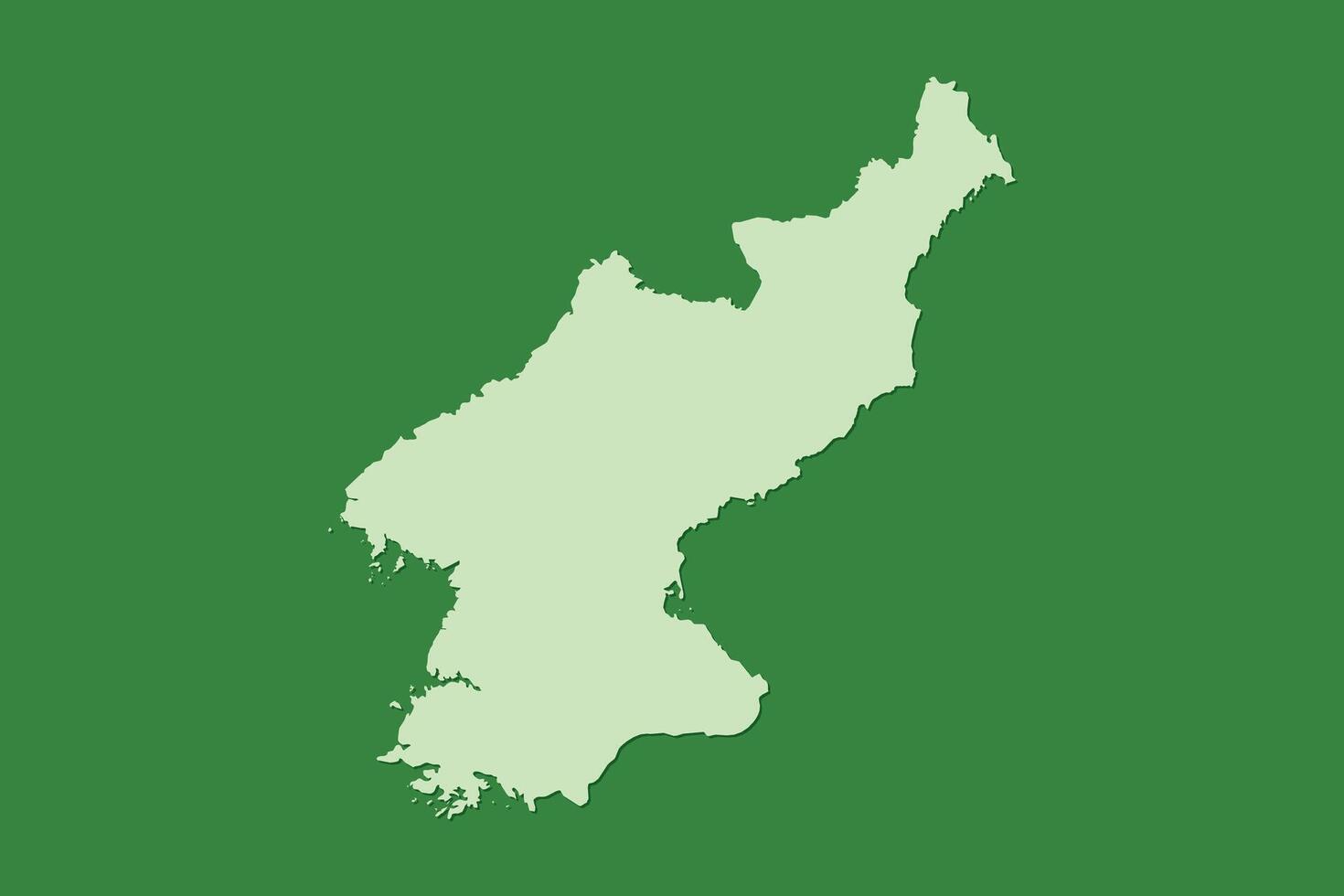 North Korea map with single land area using green color on dark background vector