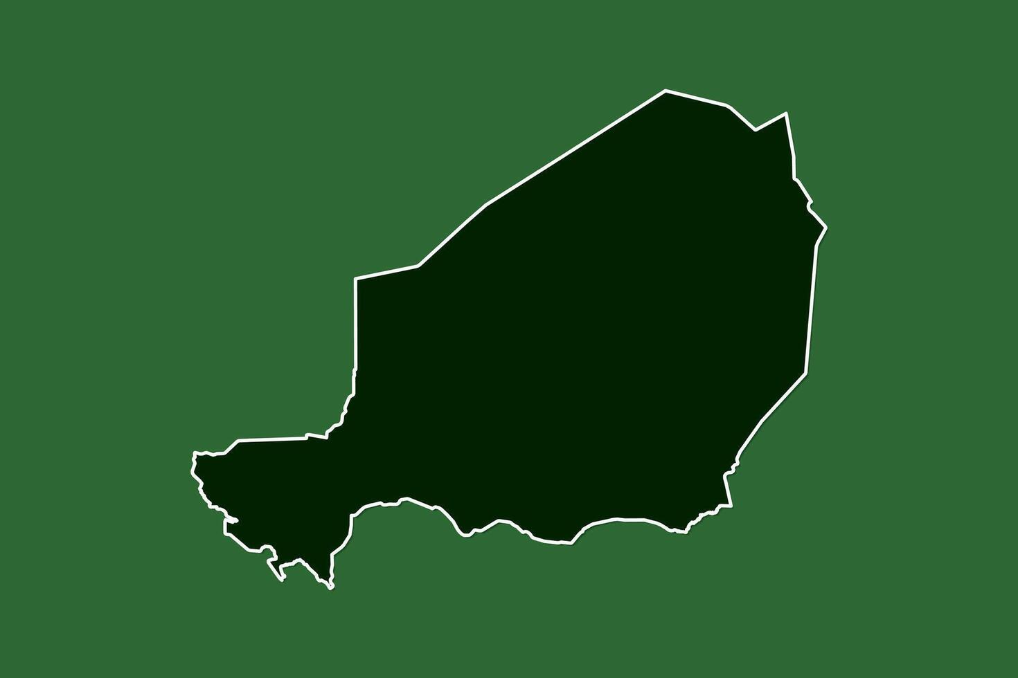Niger map with single border line boundary using green color area on dark background vector