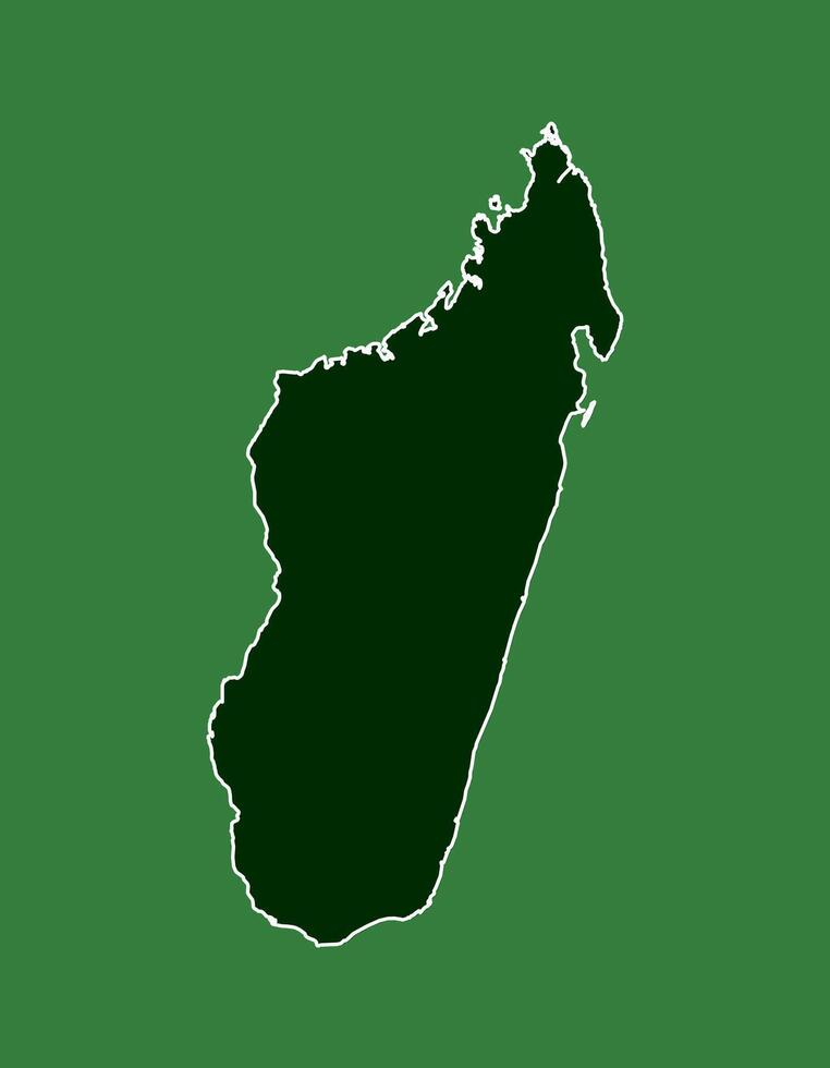 Madagascar map with single border line boundary using green color area on dark background vector