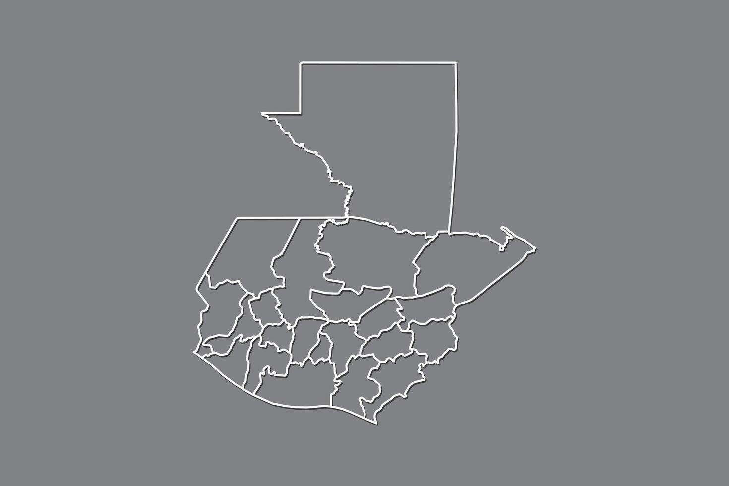 Guatemala map with border lines of divisions using gray color on dark background vector