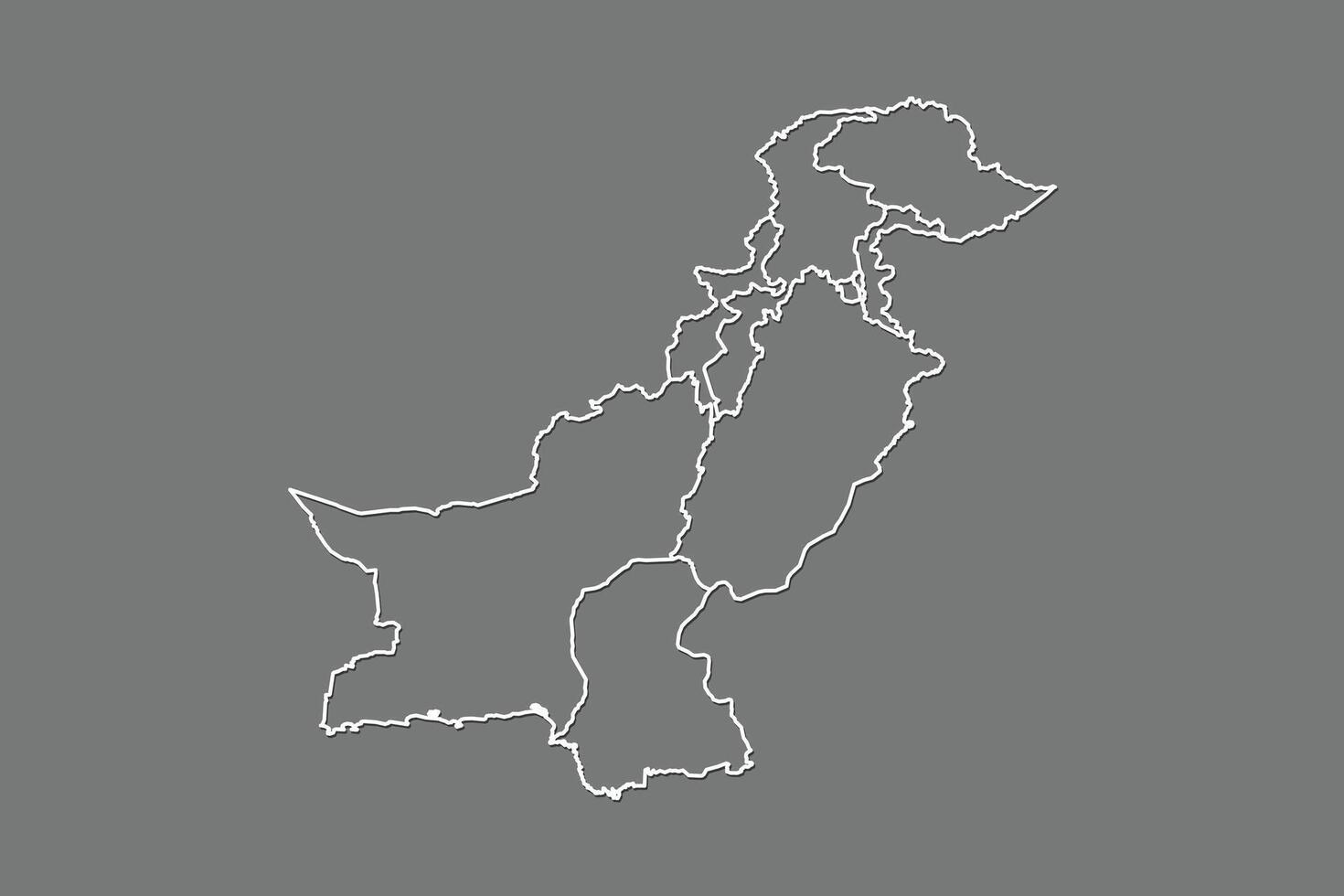 Pakistan map with border lines of provinces using gray color on dark background vector