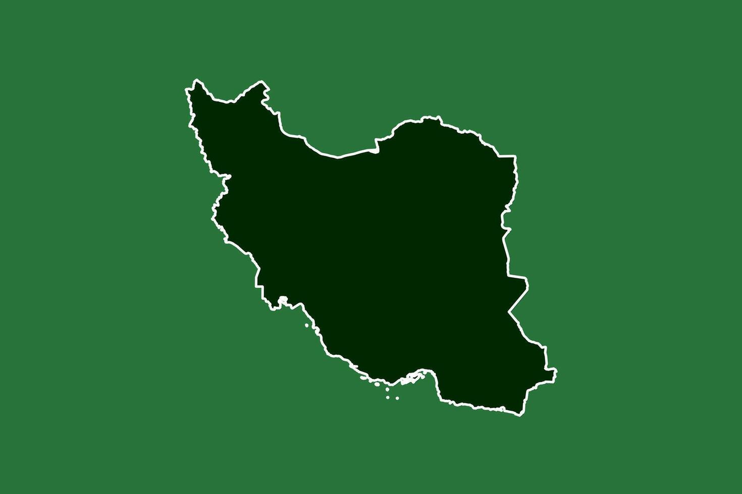 Iran map with single border line boundary using green color area on dark background vector