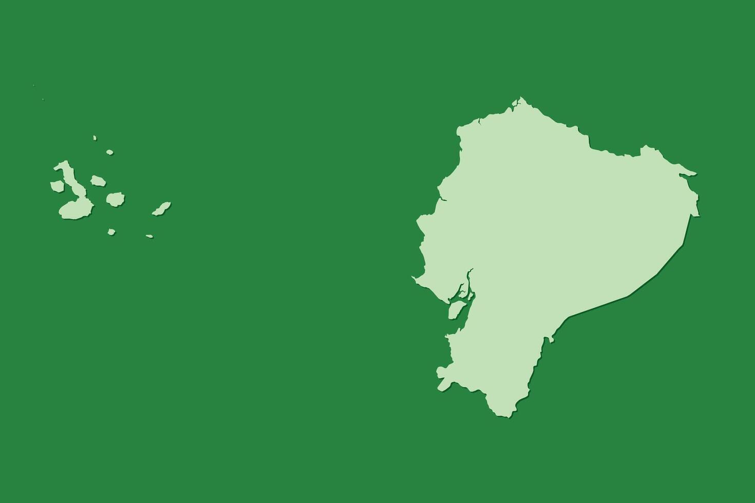 Ecuador map with single land area using green color on dark background vector