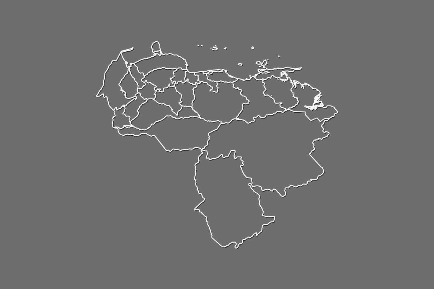 Venezuela map with border lines of regions using gray color on dark background vector