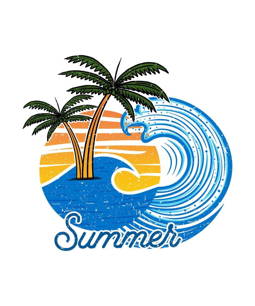 summer beach graphic adventure t shirt design vector