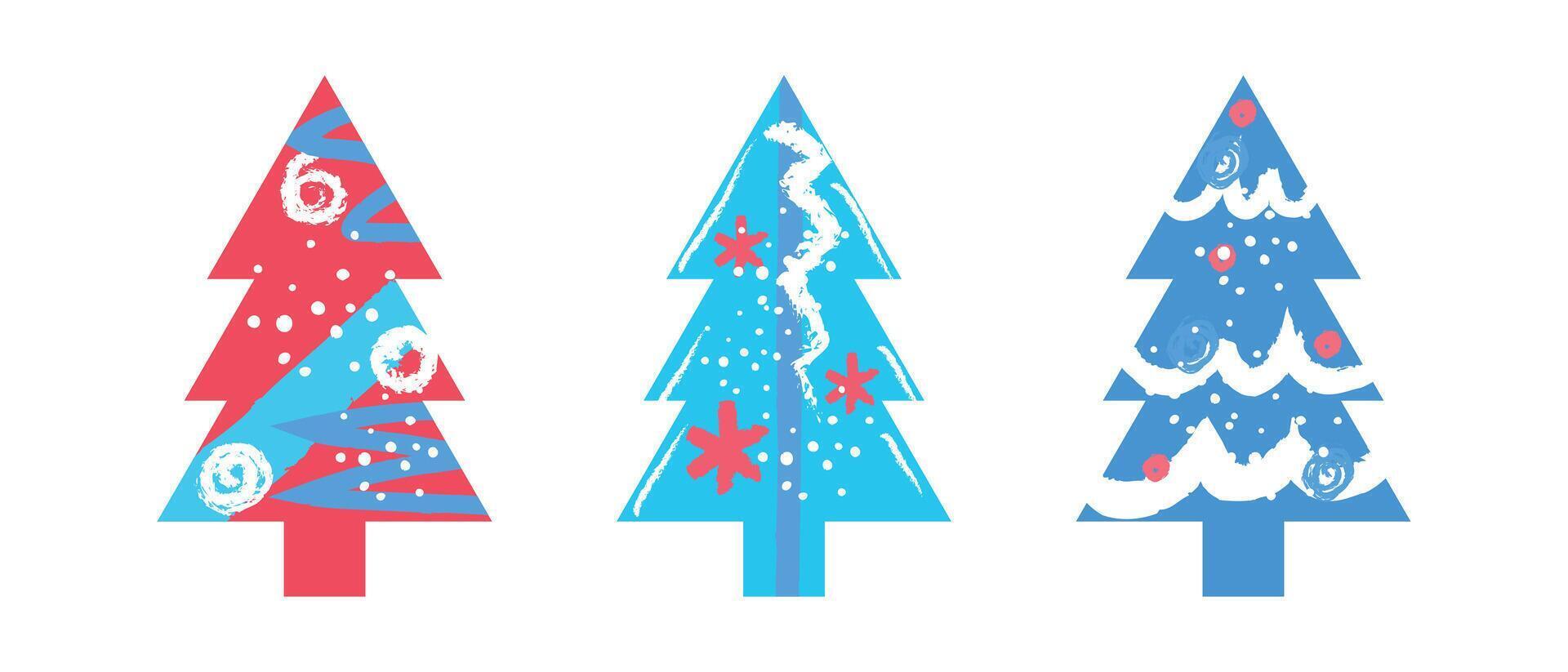 Creative Christmas trees. Art Christmas tree design. Christmas trees in a modern fashionable style. vector