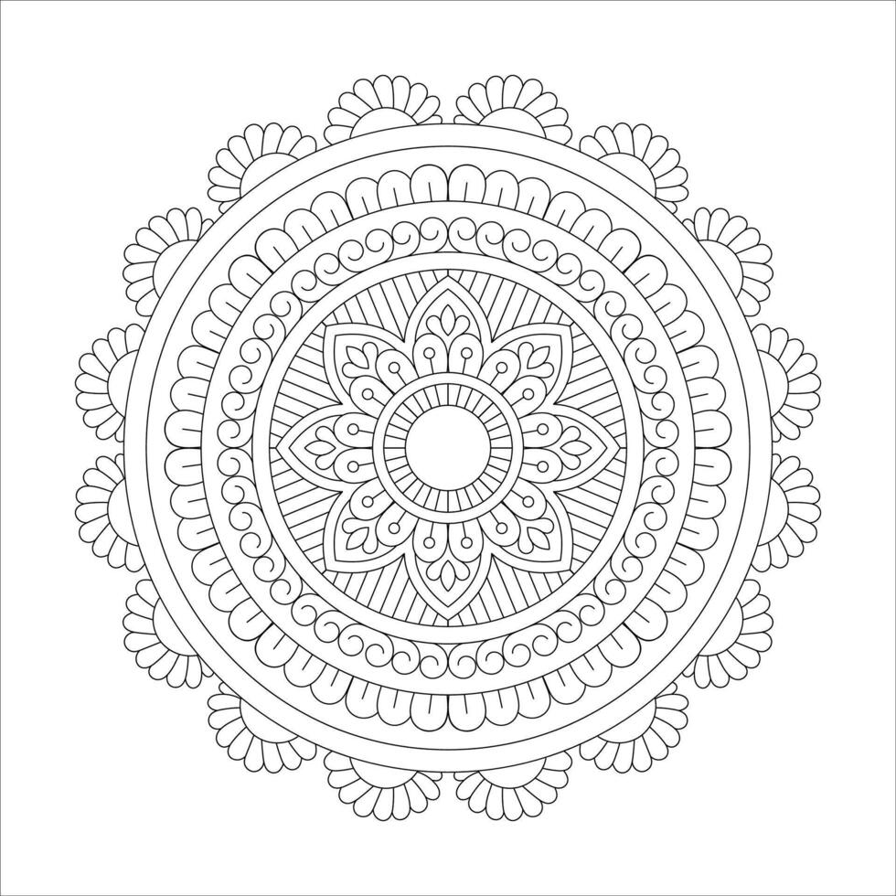 Silhouette with Mandala tracery in ethnic oriental style vector
