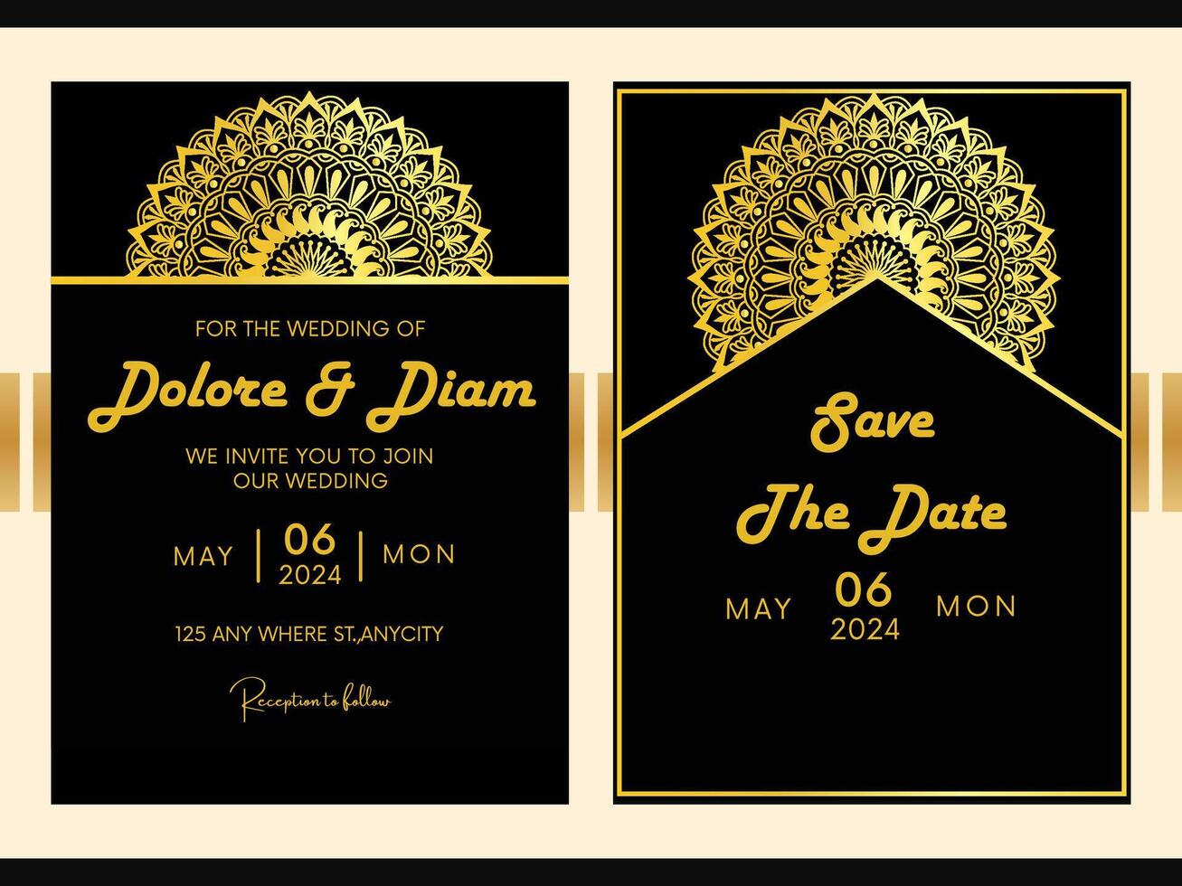 Oriental lace pattern wedding invitation card design background Template.eps vector