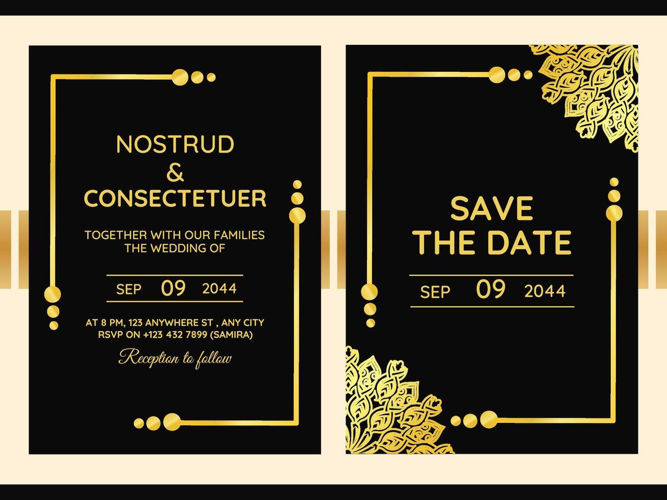 Luxury frame pattern wedding invitation card design background Template vector