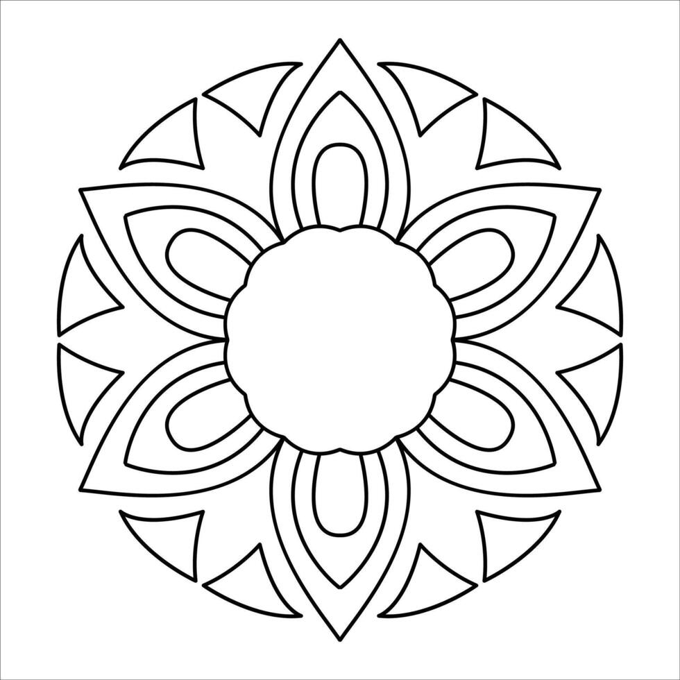 Photo frame design or mandala pattern for Coloring book page vector