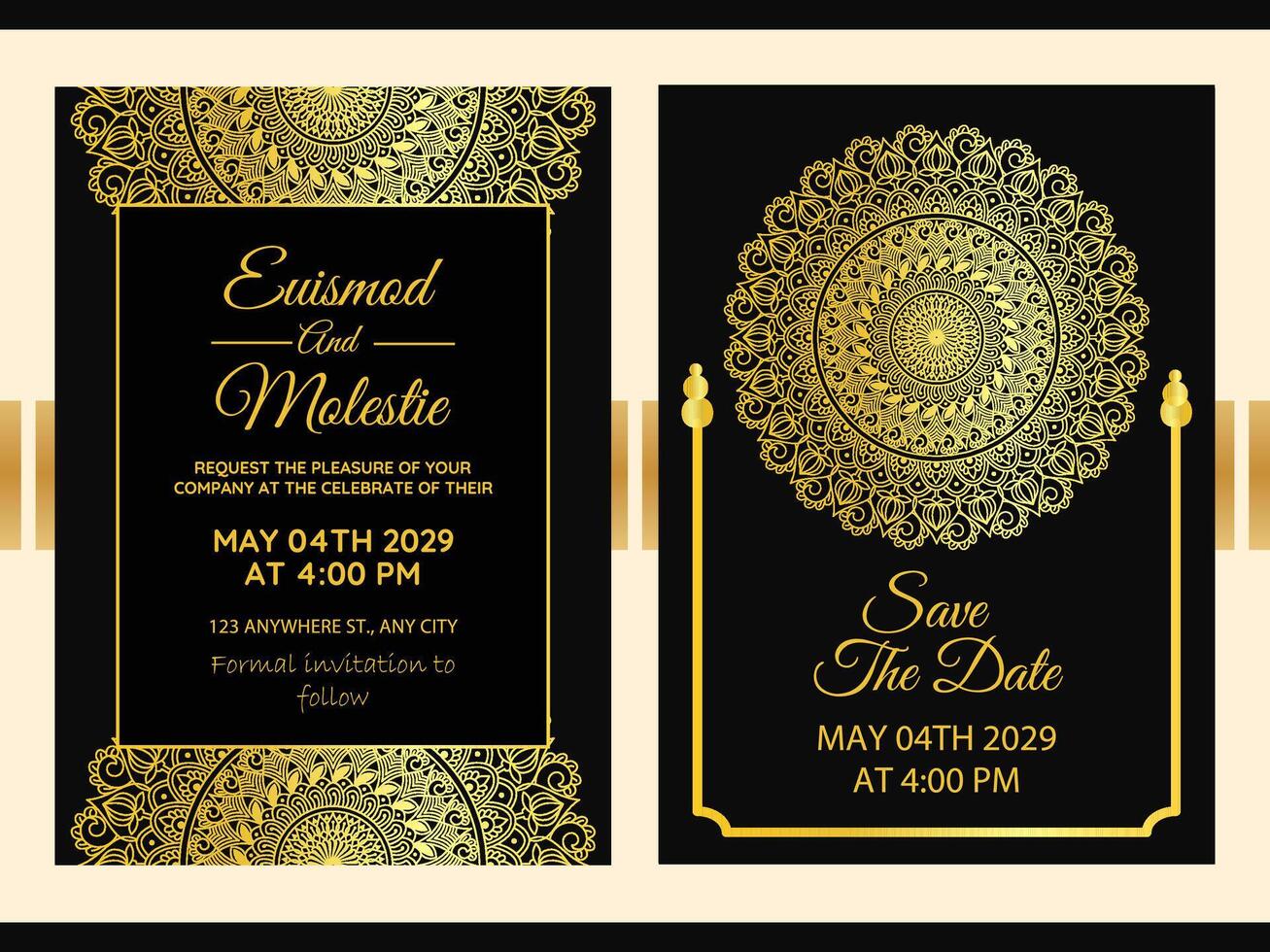 luxury save the date mandala Wedding invitation card background Template vector