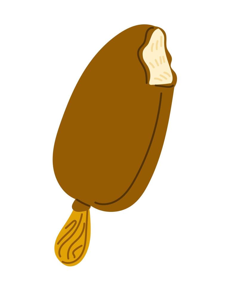Chocolate Ice cream on stick in flat style. vector