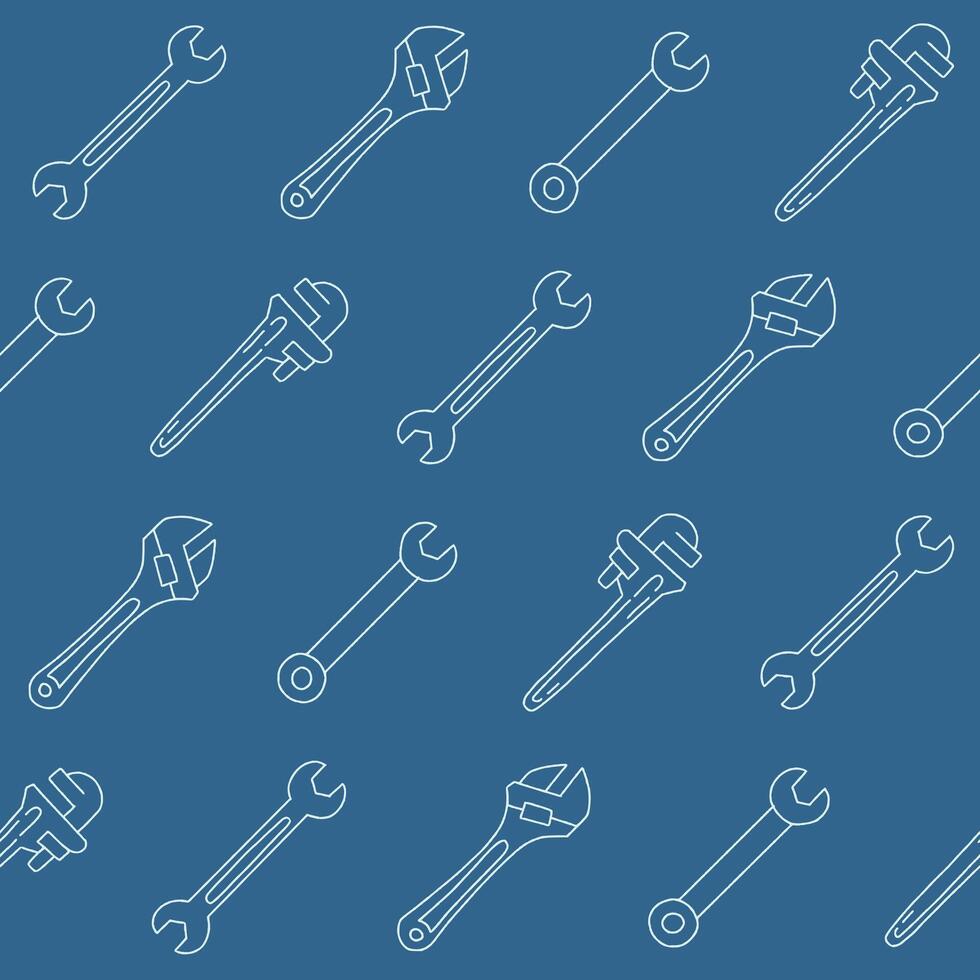 Outline Collection of Wrench Seamless Pattern illustration for Print, Wallpaper, Decoration. vector