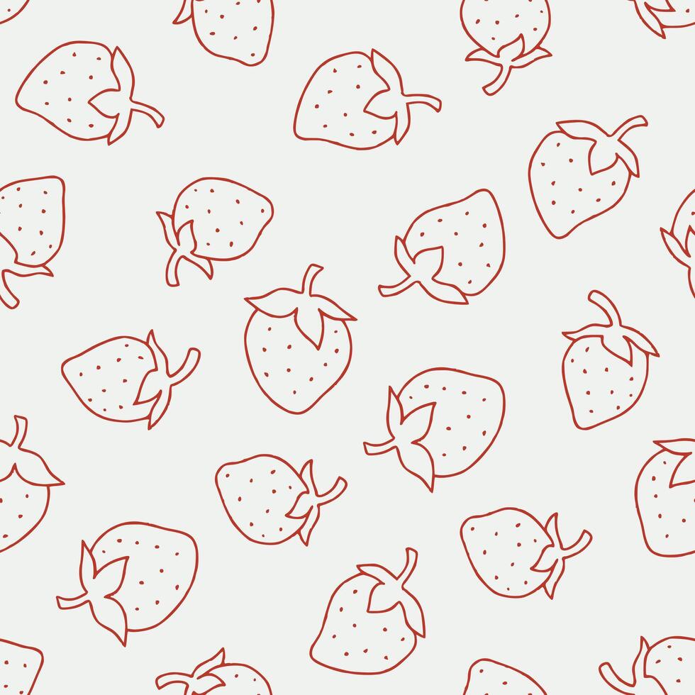 Outline Strawberry Seamless Pattern illustration for Print, Wallpaper, Decoration. vector