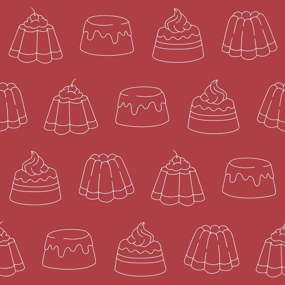 Outline Collection of Pudding Seamless Pattern illustration for Print, Wallpaper, Decoration. vector