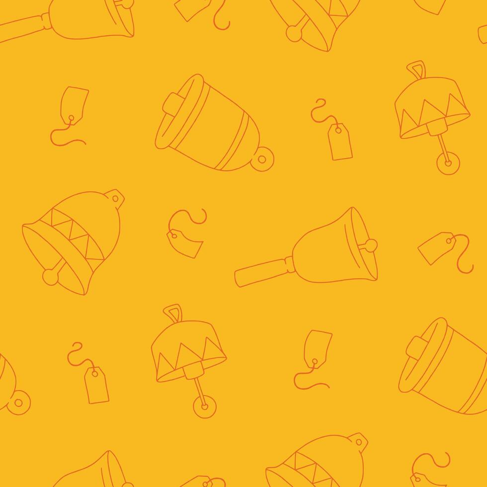 Outline Bell Label Gift Seamless Pattern illustration Design vector