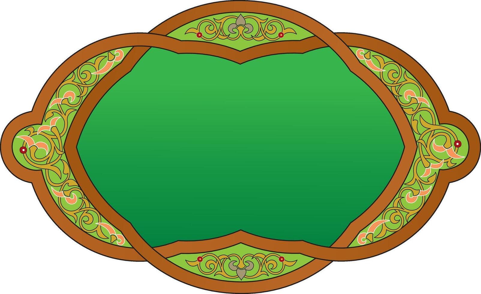 a green and brown ornate frame with a border vector