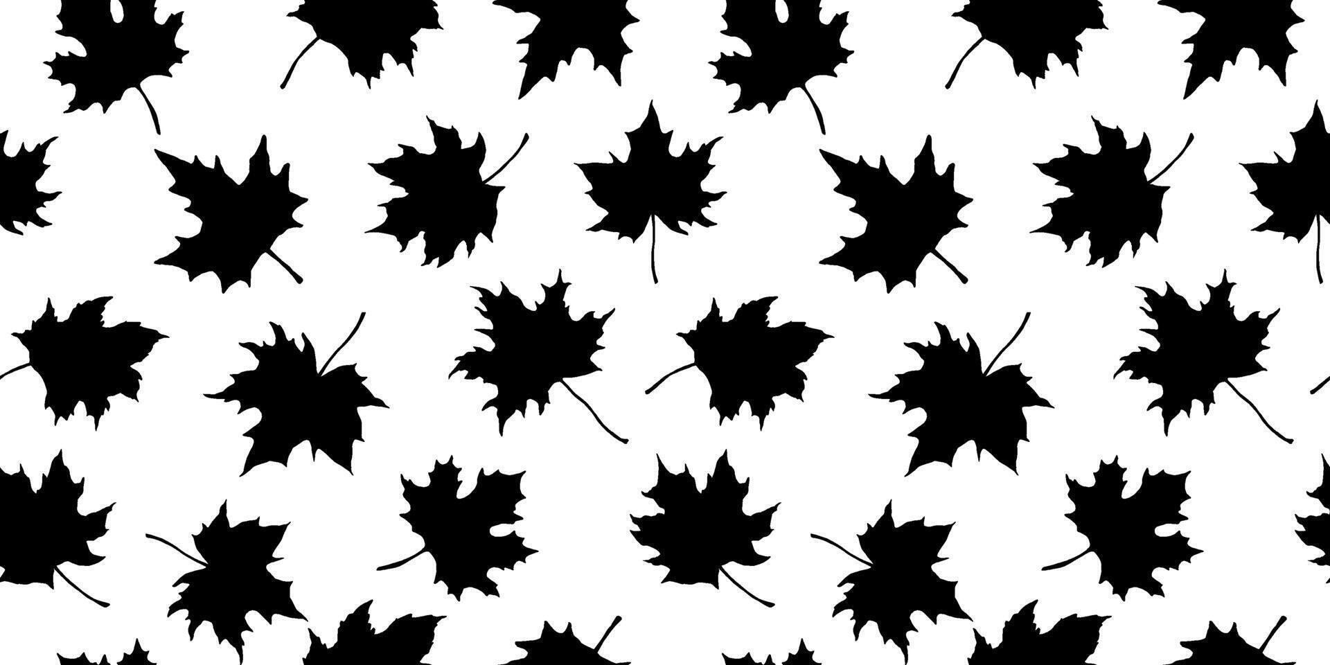 Maple leaf silhouette seamless pattern. Hand drawn fall illustrations. vector