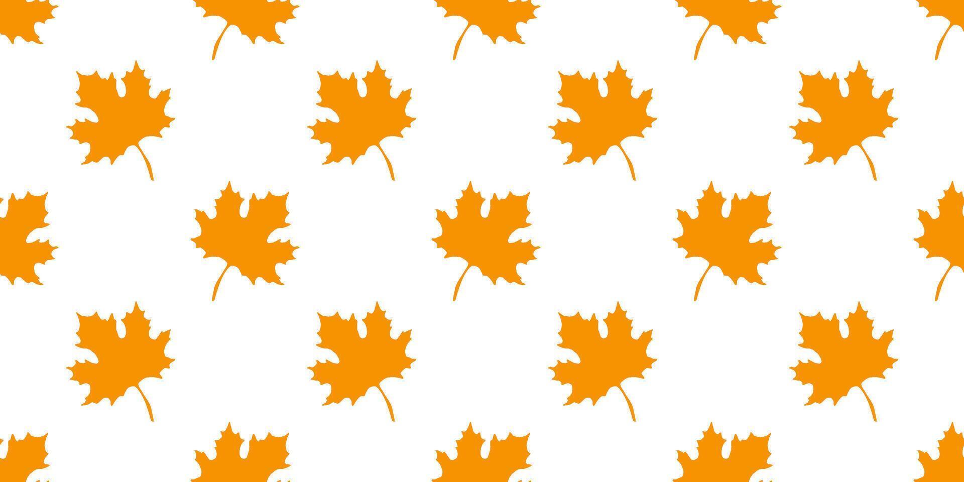 Maple leaves silhouette seamless pattern. Hand drawn fall illustrations on white vector