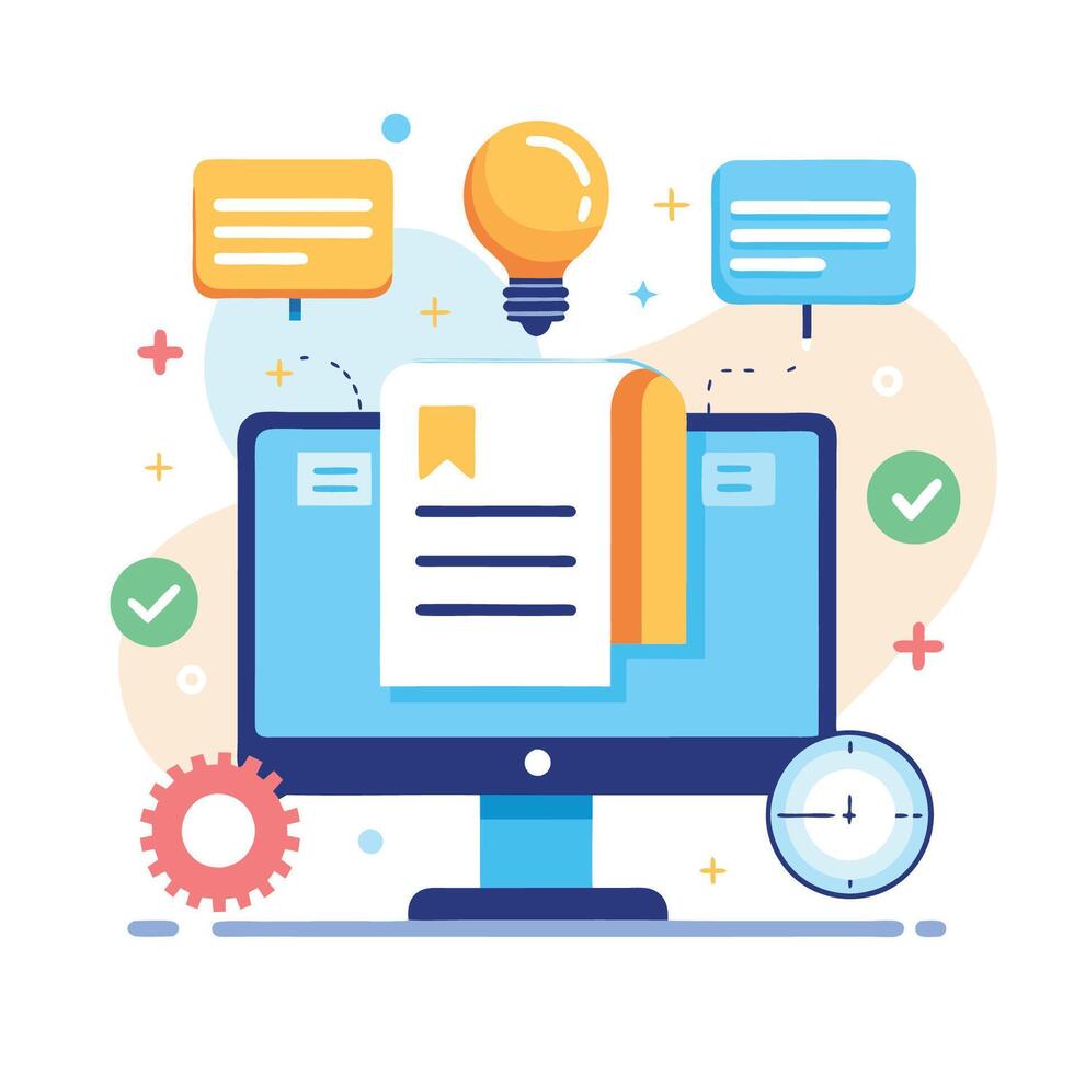 Illustrated Virtual Brainstorming Space vector