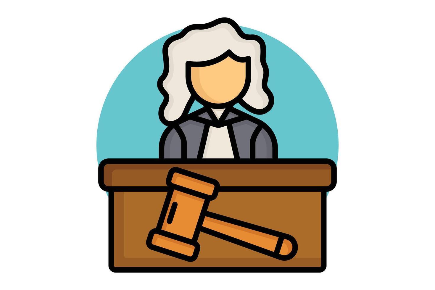 Courtroom colored outline icon. icon related to law and justice. law elements illustration vector
