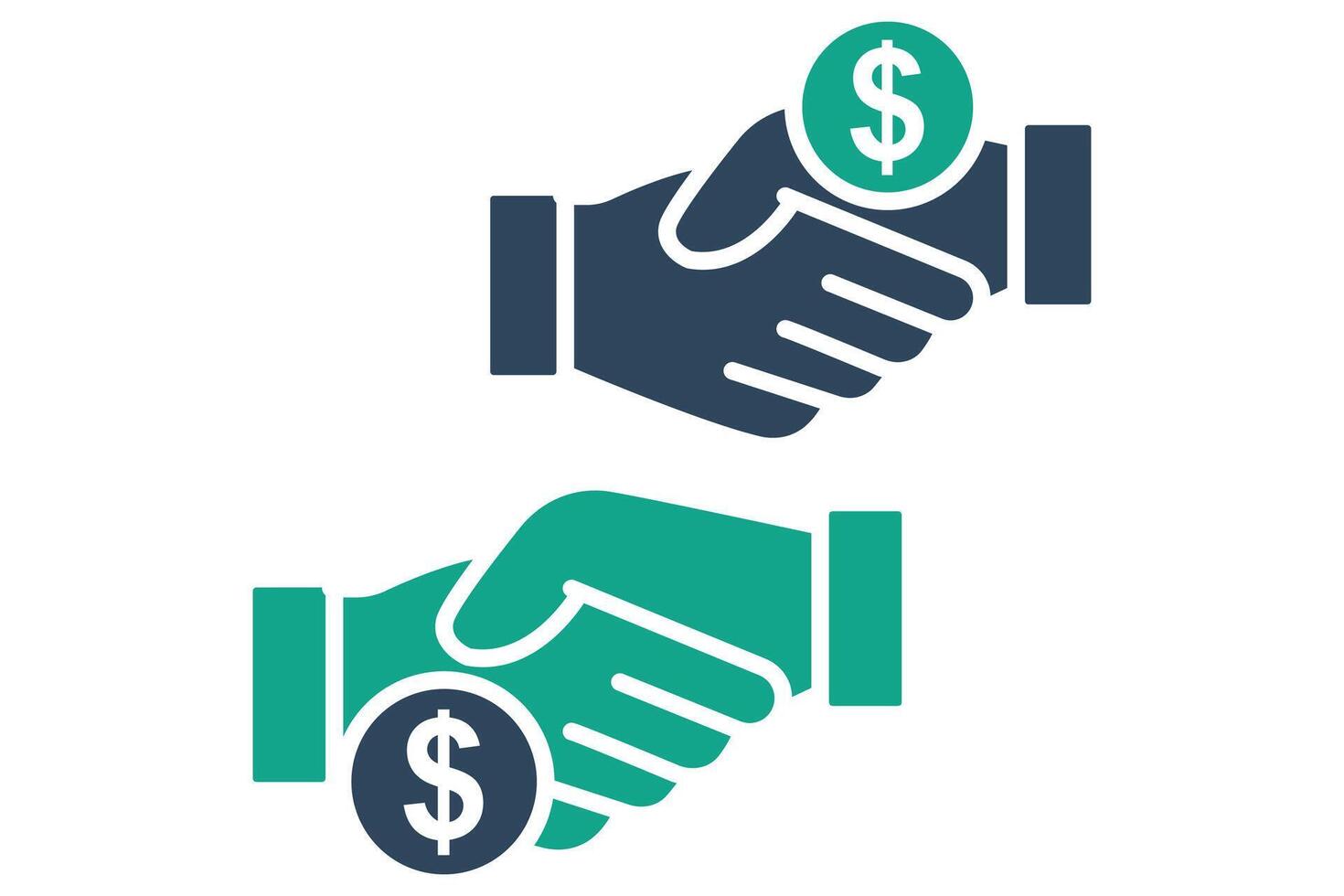 Corruption icon. solid icon style. handshake with dollar. icon related to law and justice. law elements illustration vector