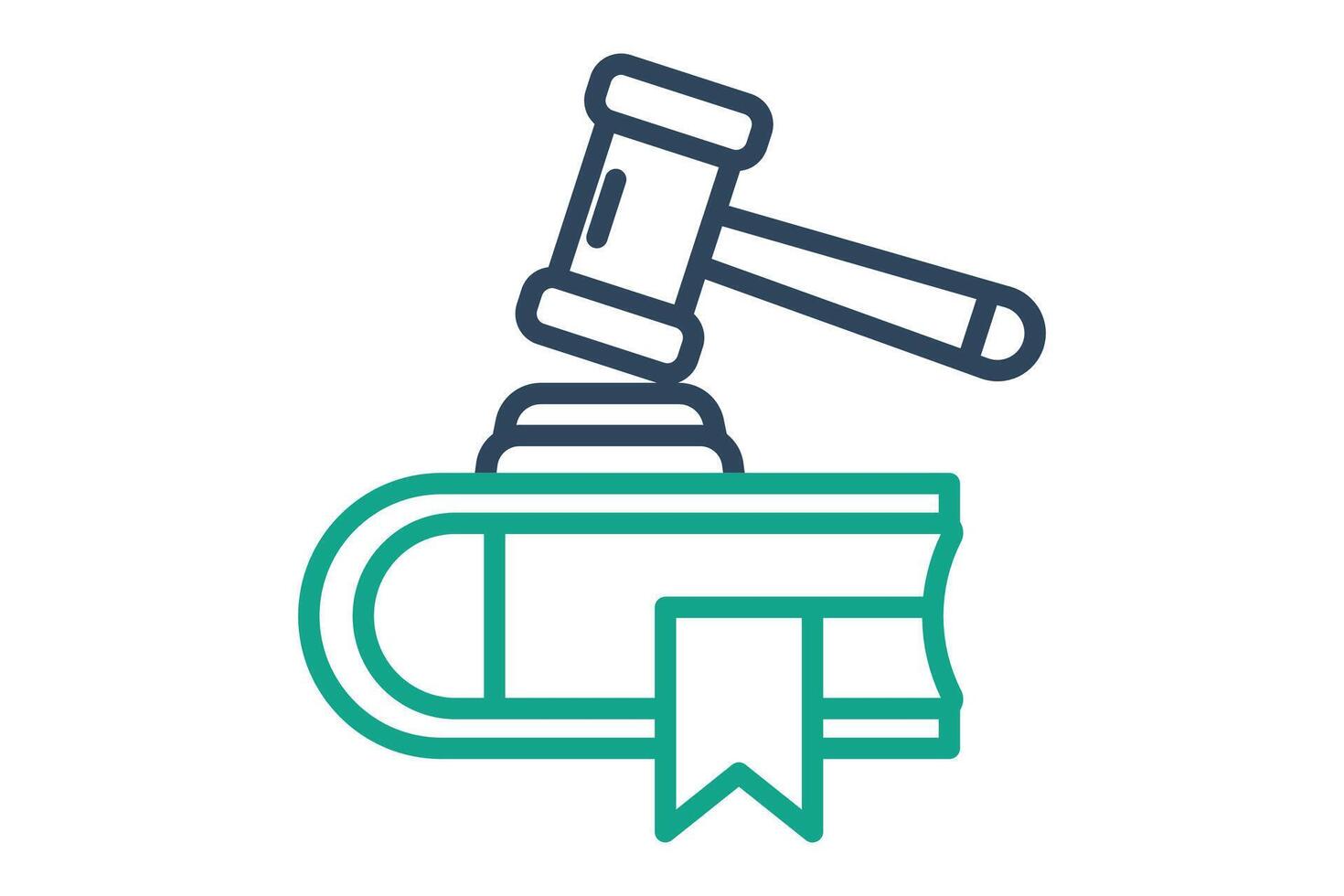 Law icon. line icon style. book with gavel. icon related to law and justice. law elements illustration vector