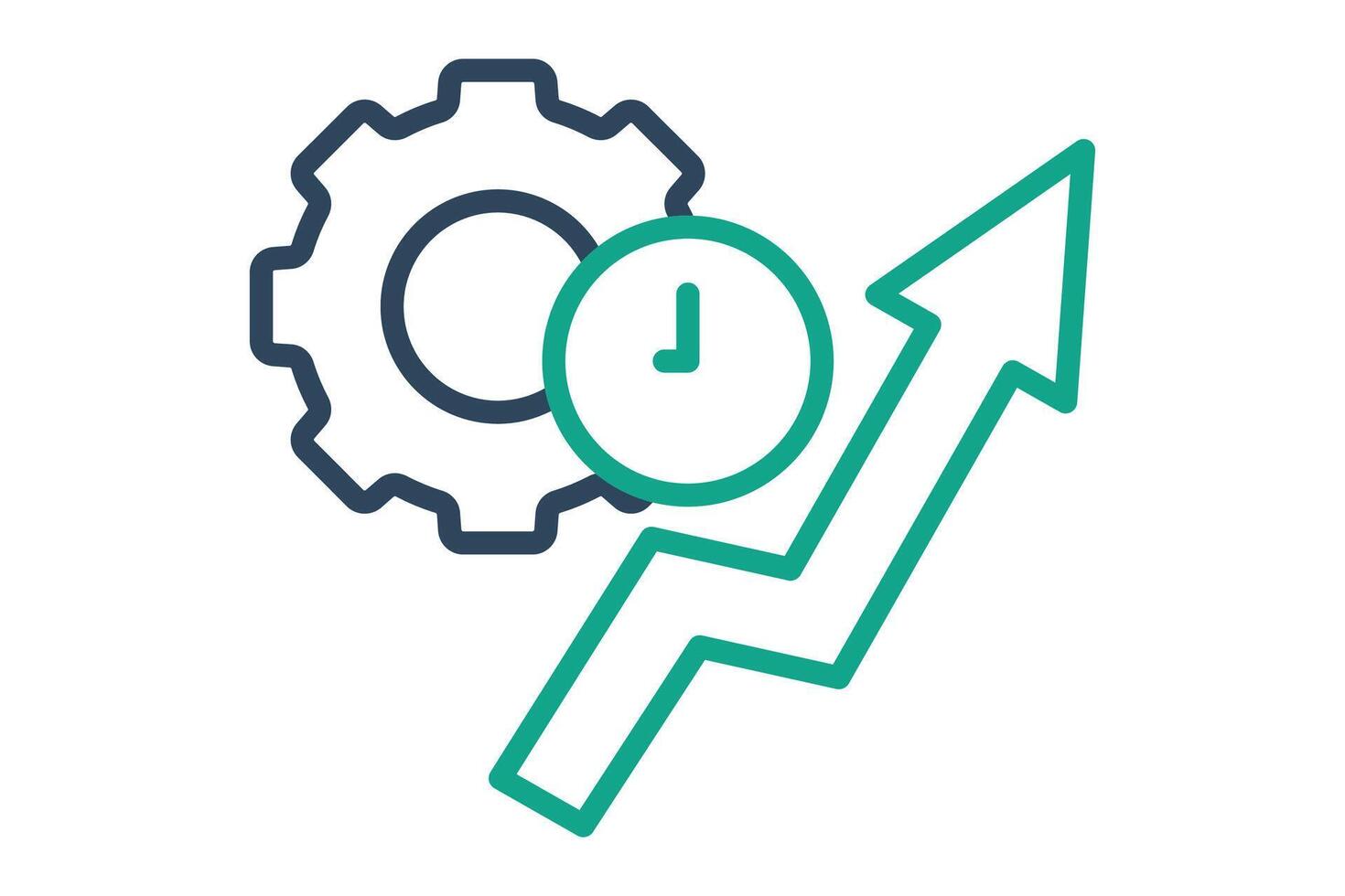 Productivity icon. line icon style. gear with clock and arrow. icon related to efficiency. productivity elements illustration vector