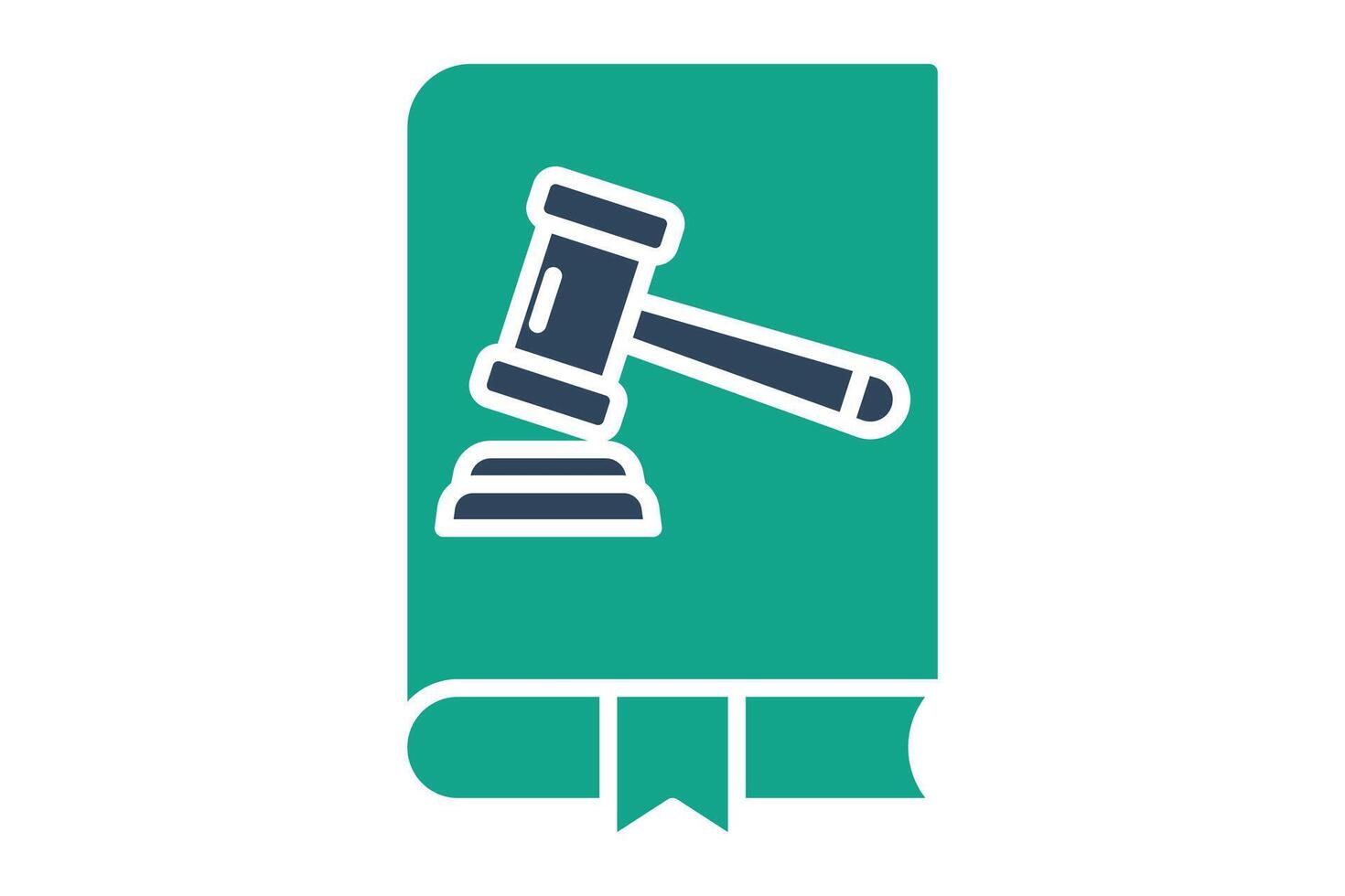 Law book icon. book with gavel. solid icon style. icon related to law and justice. law elements illustration vector