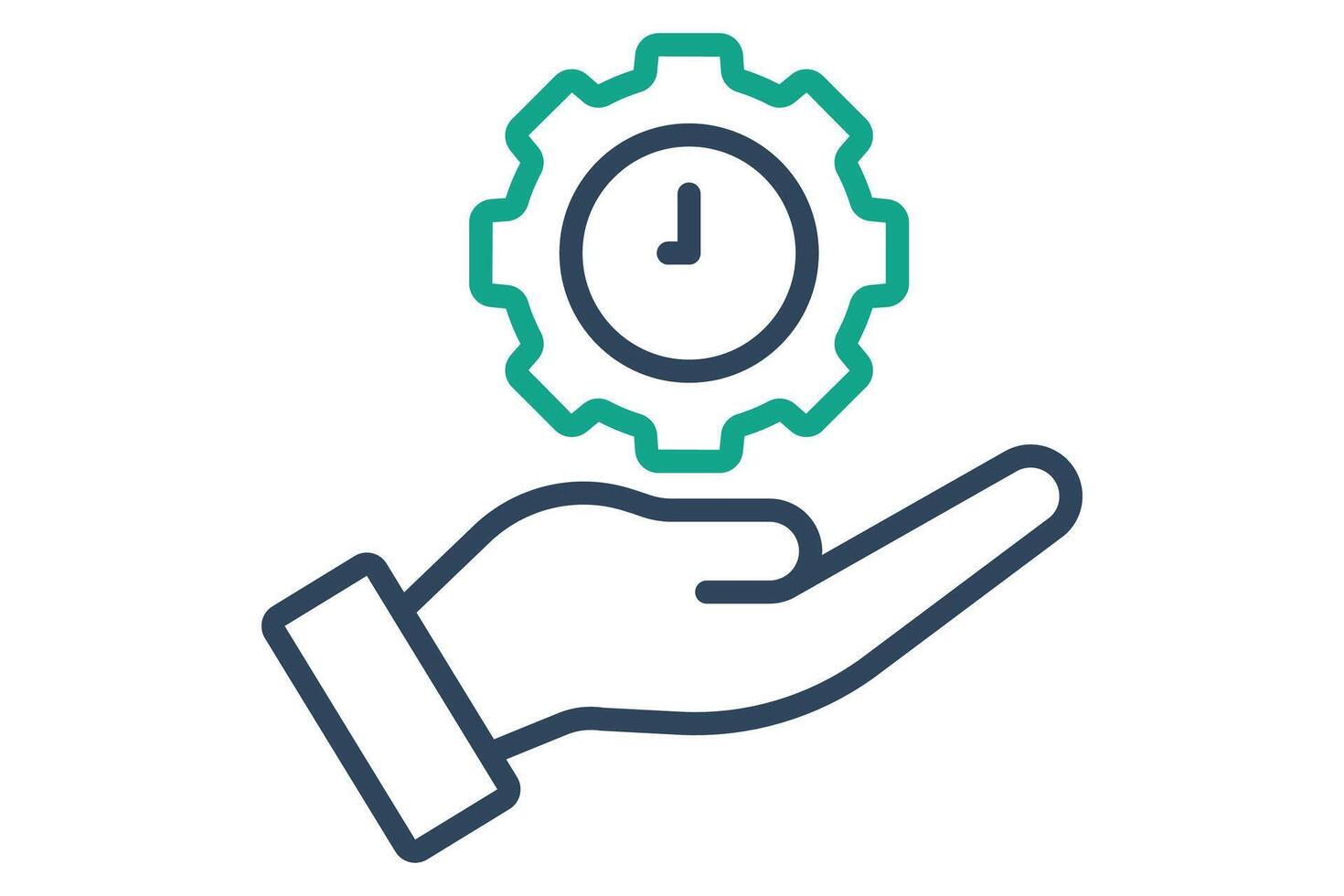 Time management icon. line icon style. hand with gear and clock. icon related to efficiency. productivity elements illustration vector