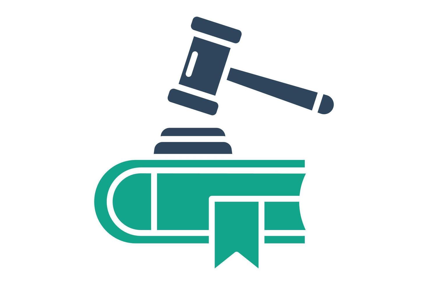 Law icon. solid icon style. book with gavel. icon related to law and justice. law elements illustration vector