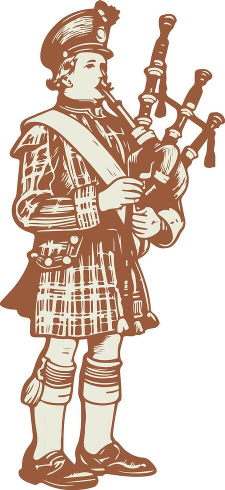 Bagpiper, Irish Man with Bagpipes, Saint Patricks Day vector