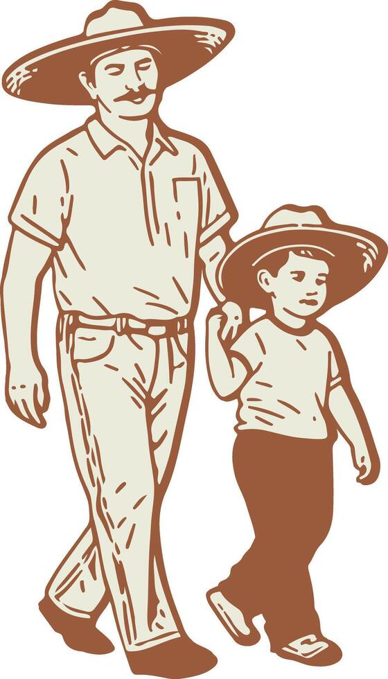 mexico father and son vector
