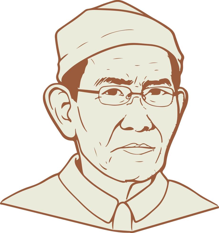 stereotypically indonesian father or grandfather vector